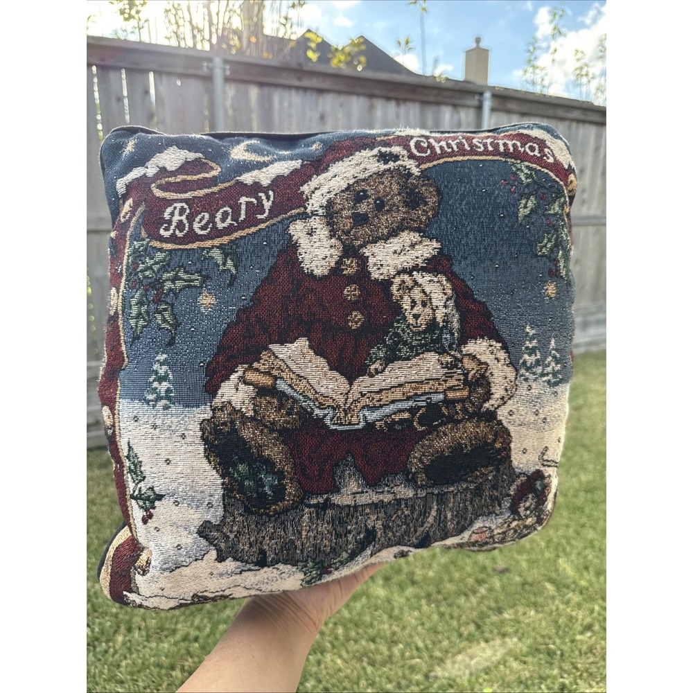 Boyds Bears Beary Christmas Bear Santa Decorative Lovely Pillow
